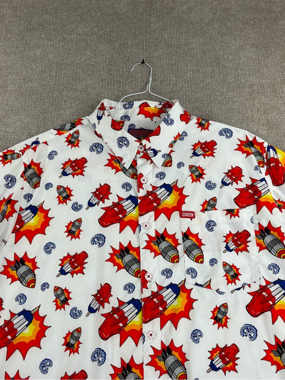 Dixxon Flannel Company Men’s 2XL Party Shirt White Bombs Away Graphic AOP